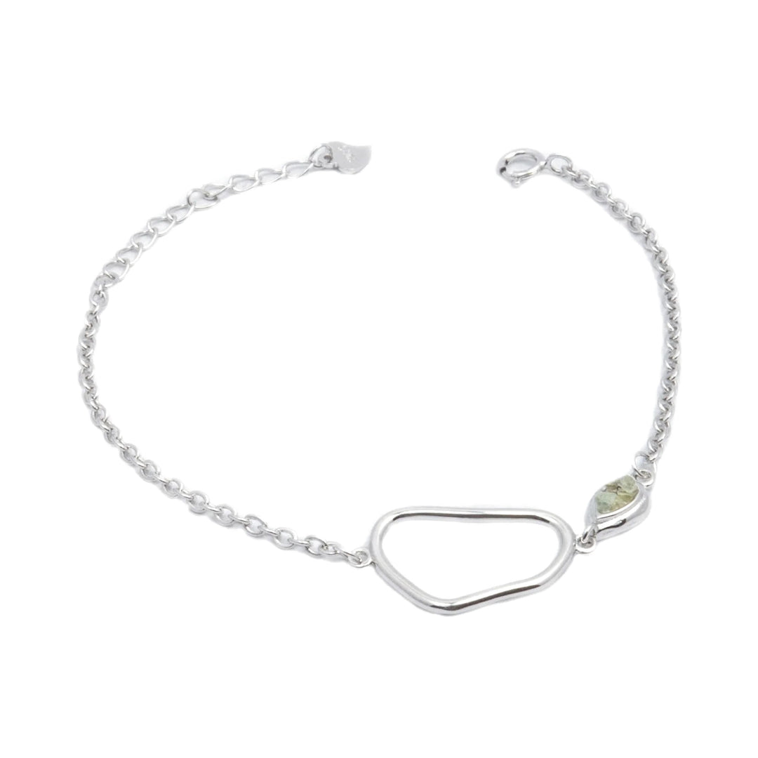 Pulsera de plata y olivina barroca