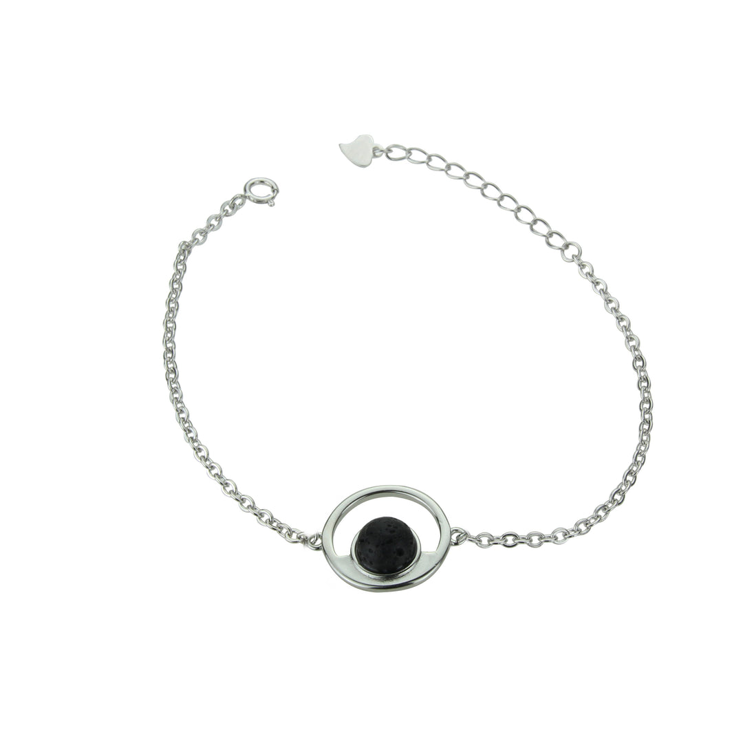 Pulsera de plata con círculo de lava