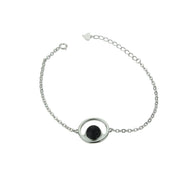 Sterling silver volcanic lava circle bracelet