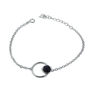 Sterling silver and lava double circle bracelet