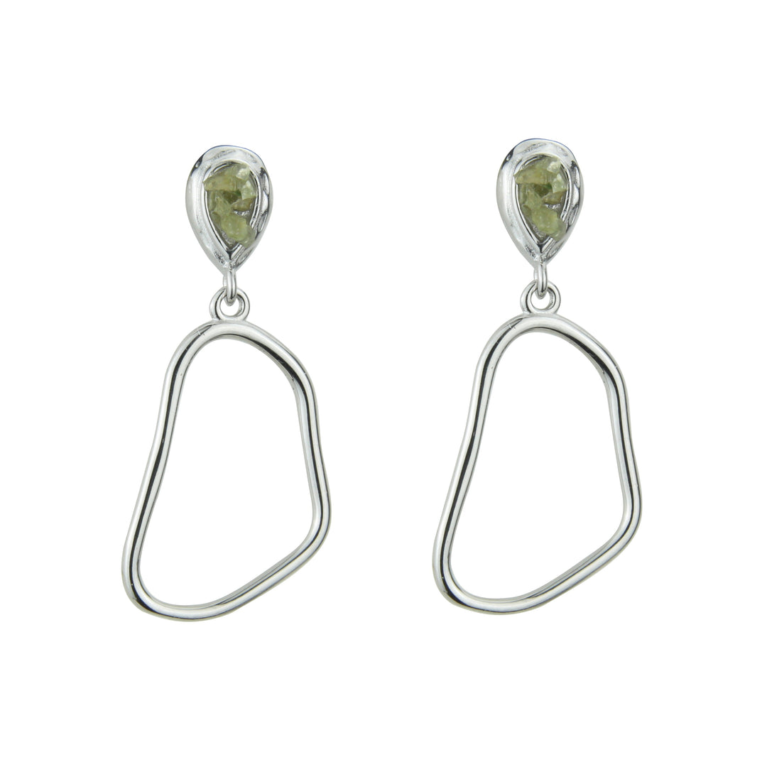 Pendiente de plata y olivina chips