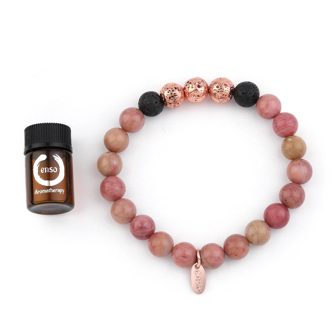  Pulsera de Cuarcita Rosa con Aromaterapia